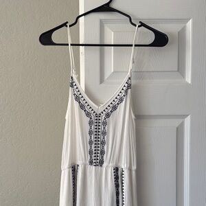 Lush White and Black Embroidered Dress